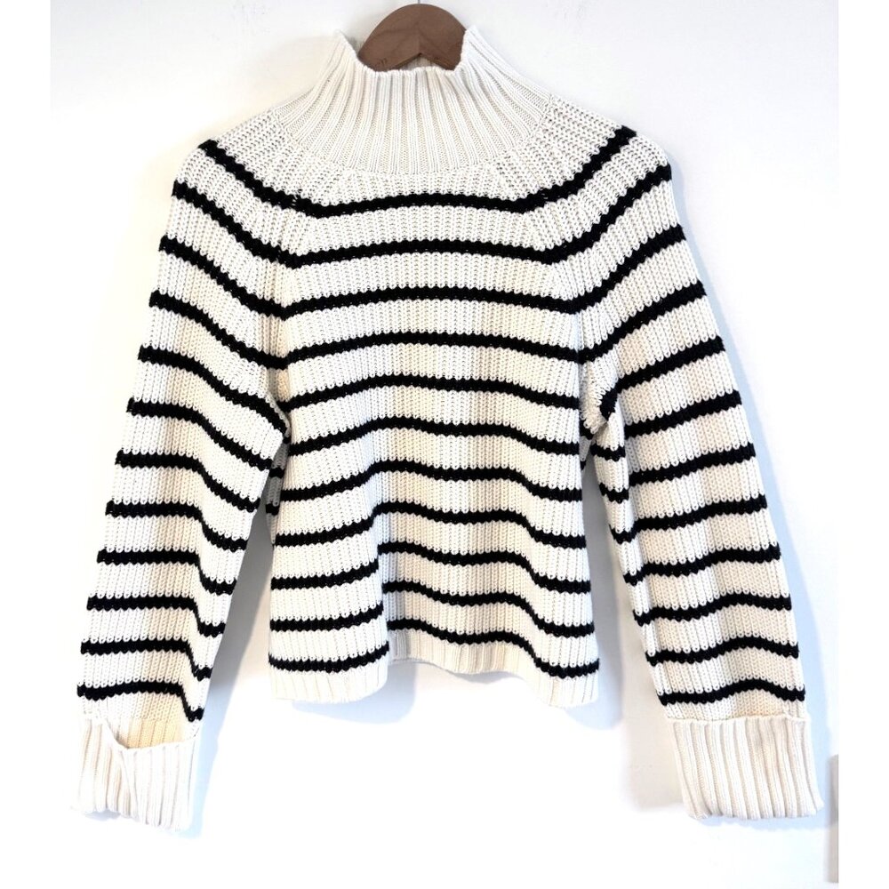 Abercrombie & Fitch Striped Ribbed‎ Knit Sweater Womens Small Black White Cotton